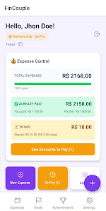 Dashboard principal do FinCouple